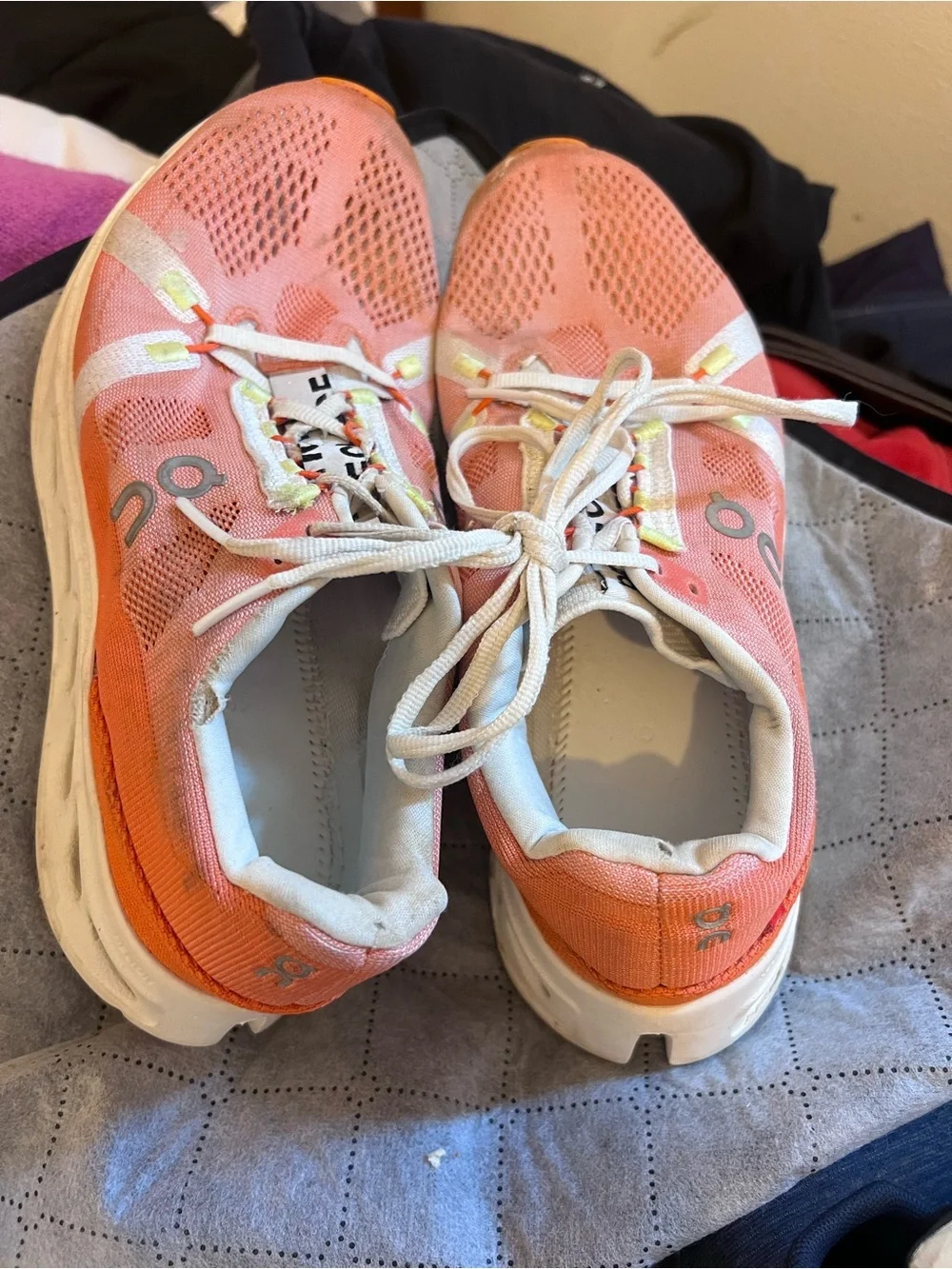 On Running Coral Orange Mesh Running Shoes